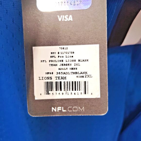 Detroit Lions Jersey Men's Size 2XL Blue NFL Pro Line Football Sports V Neck - Picture 5 of 6